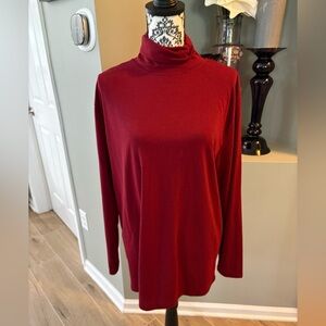 Red Turtleneck Long Sleeve Tunic Top 1X
